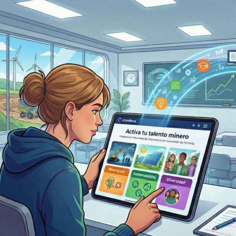 Estudiantes viendo los recursos educativos sobre minería